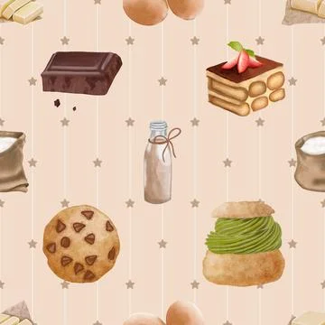 Seamless repeating pattern baking with love Stock Illustration