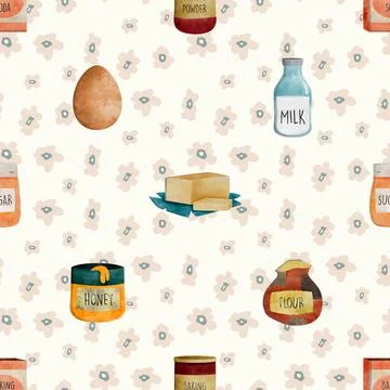 Seamless repeating pattern baking with love Stock Illustration