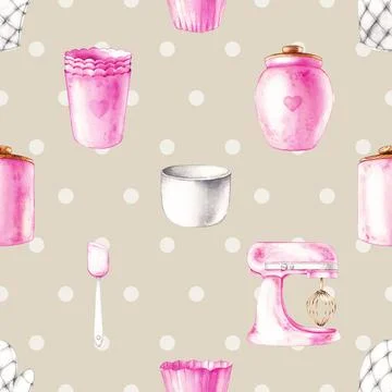 Seamless repeating pattern baking with love Stock Illustration