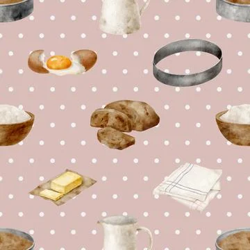 Seamless repeating pattern baking with love Stock Illustration