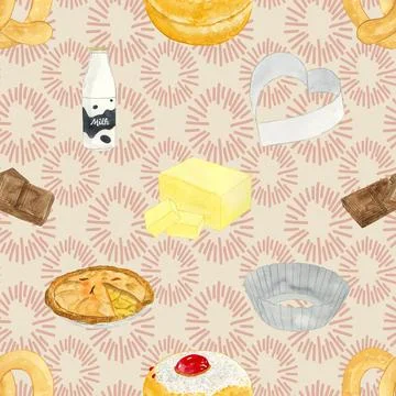 Seamless repeating pattern baking with love Stock Illustration
