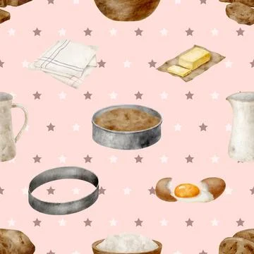 Seamless repeating pattern baking with love Stock Illustration