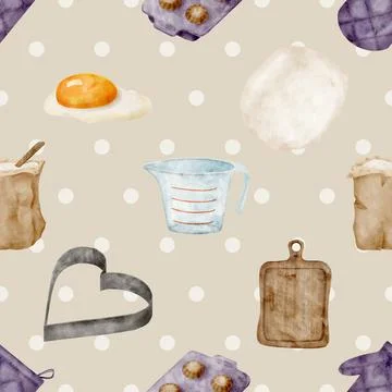 Seamless repeating pattern baking with love Stock Illustration
