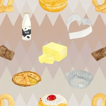 Seamless repeating pattern baking with love Stockillustratie