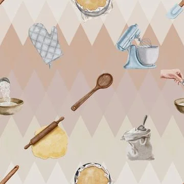 Seamless repeating pattern baking with love Stock Illustration