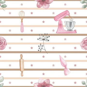 Seamless repeating pattern baking with love Illustrazione stock