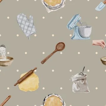 Seamless repeating pattern baking with love Illustrazione stock