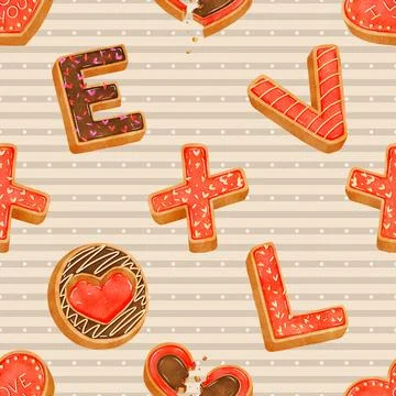 Seamless repeating pattern baking with love Stock Illustration