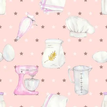 Seamless repeating pattern baking with love Illustrazione stock