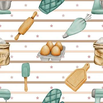 Seamless repeating pattern baking with love Illustrazione stock