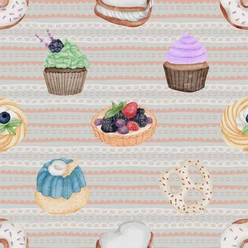 Seamless repeating pattern baking with love Stock Illustration