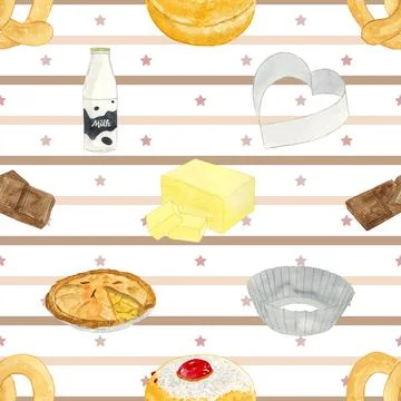Seamless repeating pattern baking with love Stock Illustration
