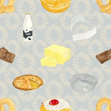 Seamless repeating pattern baking with love Stock Illustration