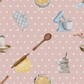 Seamless repeating pattern baking with love Illustrazione stock