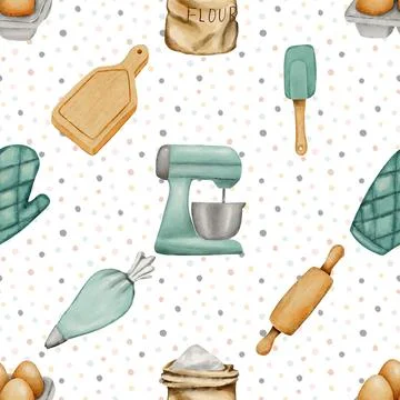 Seamless repeating pattern baking with love Stock Illustration