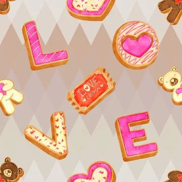 Seamless repeating pattern baking with love Stock Illustration