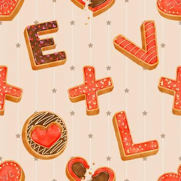 Seamless repeating pattern baking with love Stock Illustration