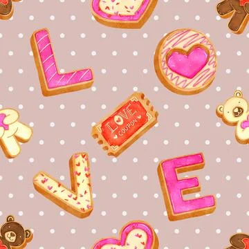 Seamless repeating pattern baking with love Illustrazione stock