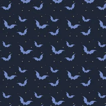Seamless repeating pattern of bats with stars. Illustrazione stock