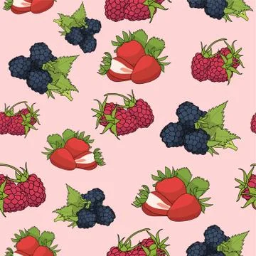 Seamless repeating pattern of berries 库存插图