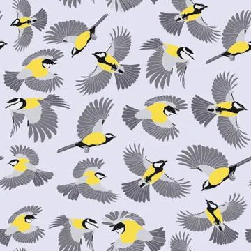 Seamless repeating pattern of birds Stock Illustration