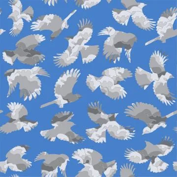 Seamless repeating pattern of birds Stock Illustration