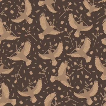 Seamless repeating pattern of birds Stock Illustration