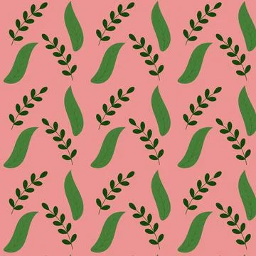 Seamless repeating pattern of branches of green leaves. Stock Illustration
