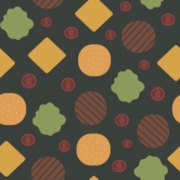 Seamless repeating pattern of burgers Stock Illustration