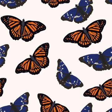 Seamless repeating pattern of butterflies 스톡 일러스트