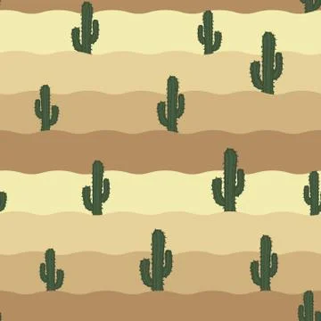 Seamless repeating pattern of cactuses Stock Illustration