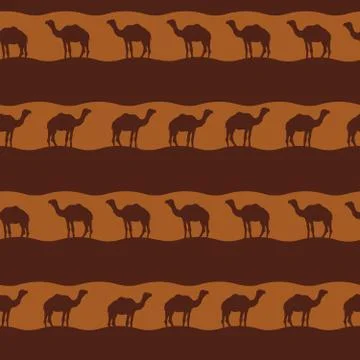 Seamless repeating pattern of camels Stock Illustration