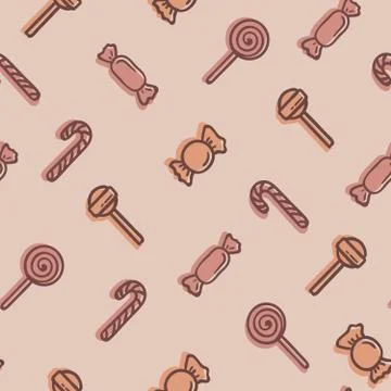 Seamless repeating pattern of candies Stock Illustration