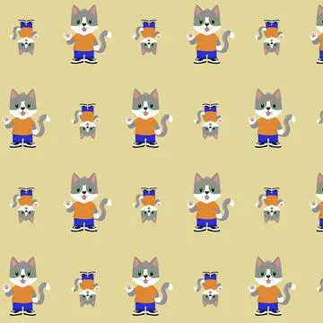 Seamless repeating pattern of cartoon cats Stock Illustration