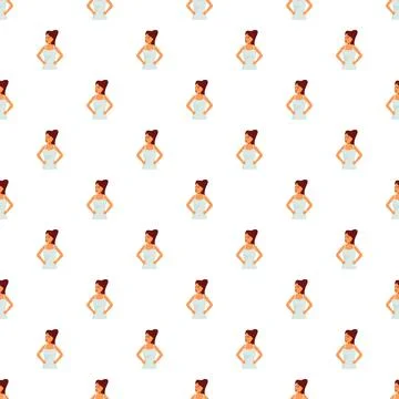 Seamless repeating pattern of a cartoon woman posing Illustrazione stock