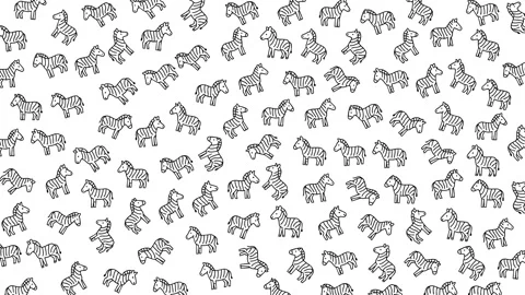 Seamless repeating pattern of cartoon zebras with black and white stripes o.. Stock Footage 327061513