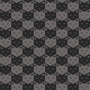 Seamless repeating pattern of cat faces Stock Illustration