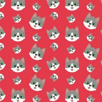 Seamless repeating pattern of cats' faces Illustrazione stock