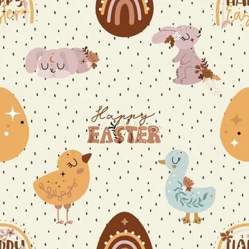 Seamless repeating pattern celebrating festive easter during spring 스톡 일러스트