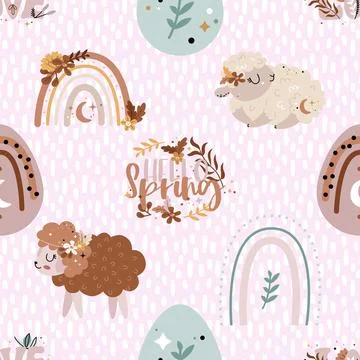Seamless repeating pattern celebrating festive easter during spring Stock Illustration