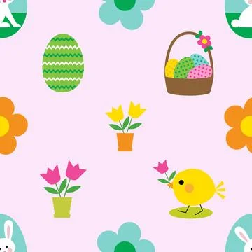 Seamless repeating pattern celebrating festive easter during spring Stock Illustration