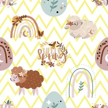 Seamless repeating pattern celebrating festive easter during spring Stock Illustration