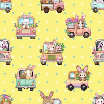 Seamless repeating pattern celebrating festive easter during spring 스톡 일러스트