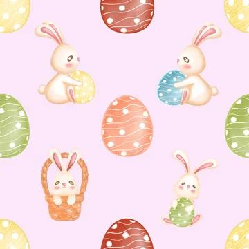 Seamless repeating pattern celebrating festive easter during spring 스톡 일러스트