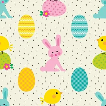 Seamless repeating pattern celebrating festive easter during spring Stock Illustration