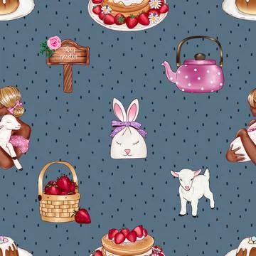 Seamless repeating pattern celebrating festive easter during spring 스톡 일러스트