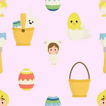 Seamless repeating pattern celebrating festive easter during spring Stock Illustration