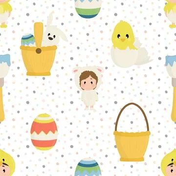 Seamless repeating pattern celebrating festive easter during spring イラスト素材