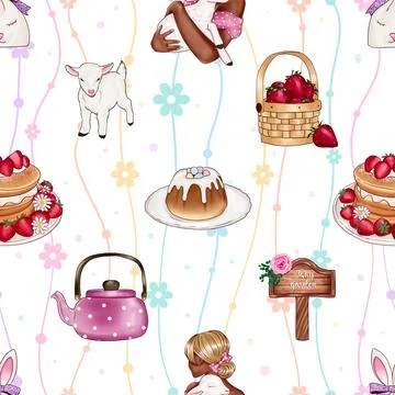 Seamless repeating pattern celebrating festive easter during spring 스톡 일러스트