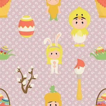 Seamless repeating pattern celebrating festive easter during spring Illustrazione stock